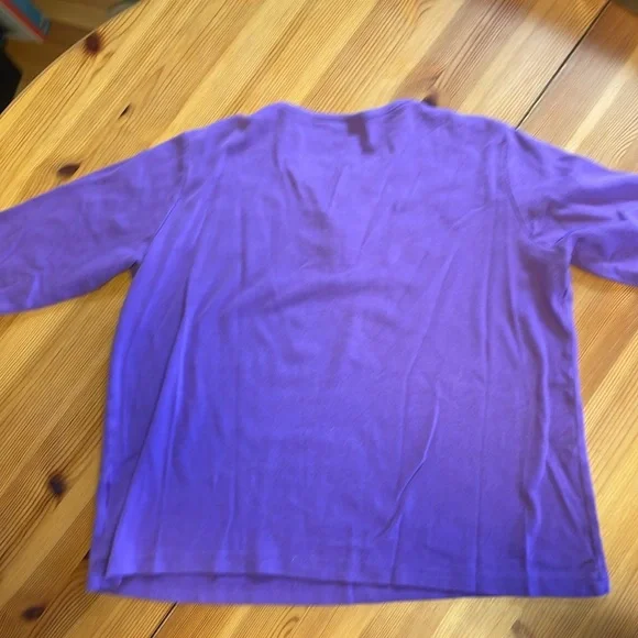Vintage Blair Size Large Purple Women’s Half Sleeve Floral Bird Tee - Picture 6 of 7